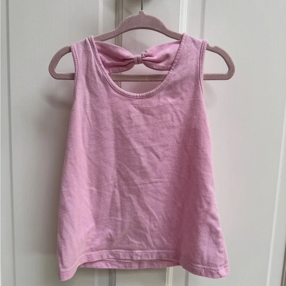 The Children's Place 3T Girls Pink Tank Top Shirt Blouse Relaxed Fit Bow Design